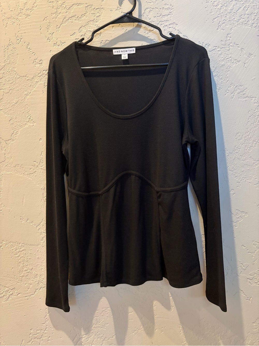 And Now This Black Scoop-Neck Long Sleeve Top